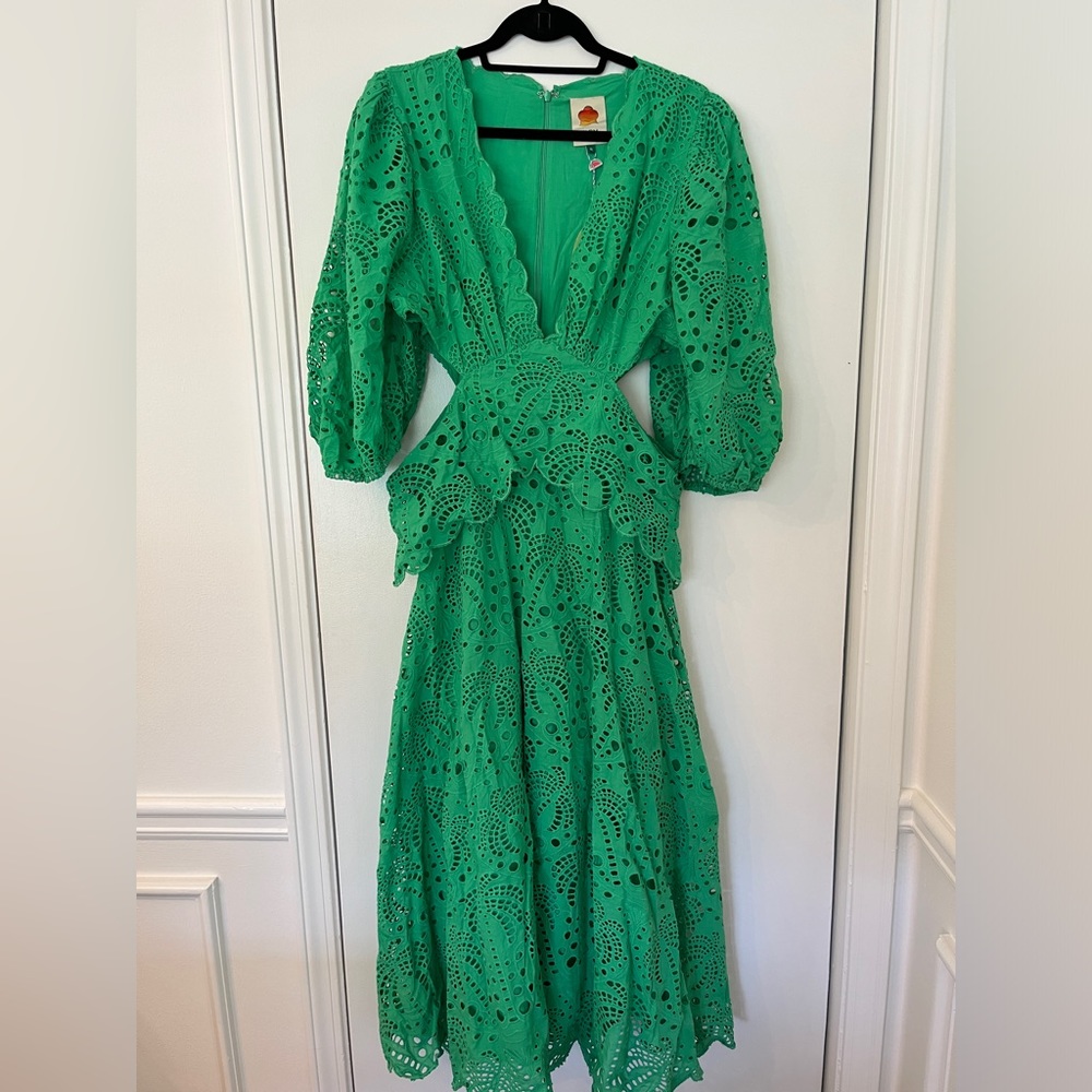 Farm Rio Green Richilieu Midi Dress